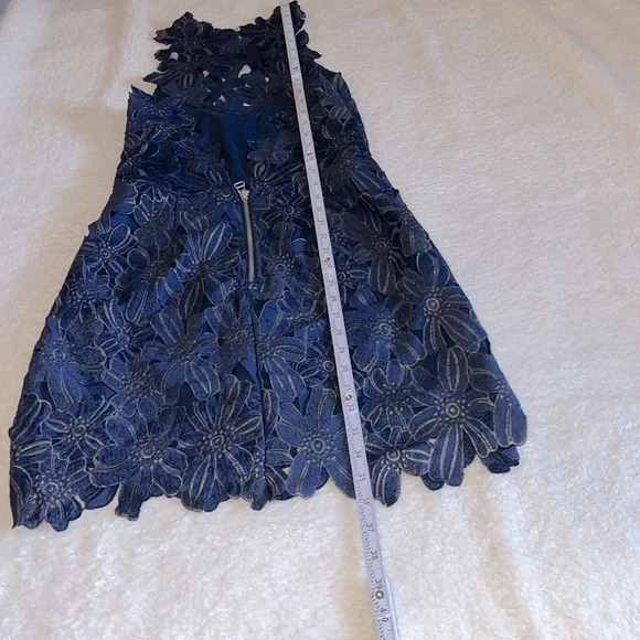 Saylor Jessa Floral Lace Mini Dress Navy Size M